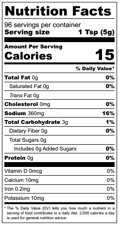 Fantastic French Fries Seasoning Nutrition Facts