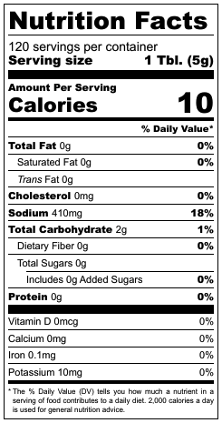 Sweet Heat Chipotle Rub Nutrition Facts